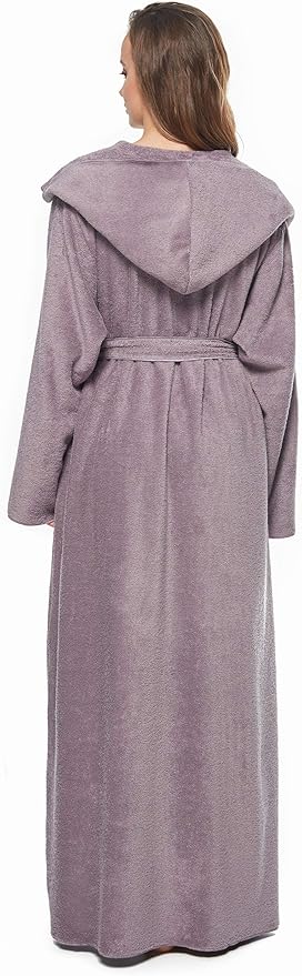 Arus Women's Princess Robe Ankle Long Hooded Lightweight Turkish Cotton Bathrobe