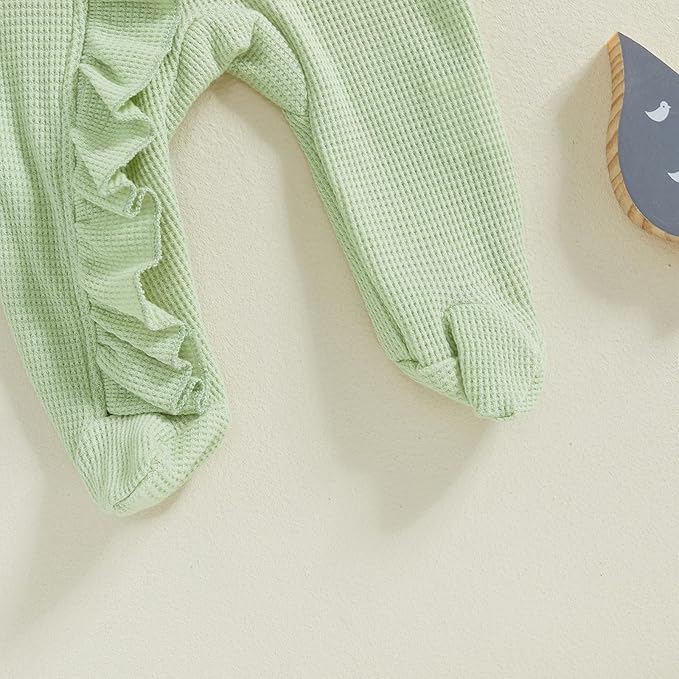 Newborn Girl Clothes Baby Girl Coming Home Outfit Zipper One-piece Outfits Ruffle Footie Bodysuit Jumpsuit Headband