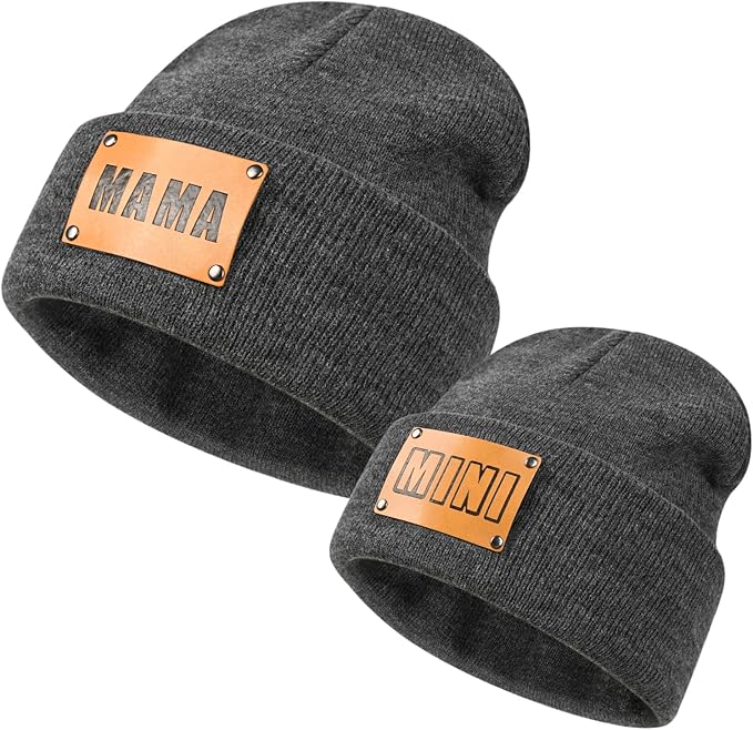 Parent-Child Beanie Hat,Mother & Baby Daughter/Son Winter Warm Knit Hat,Kids Soft Beanie Cap
