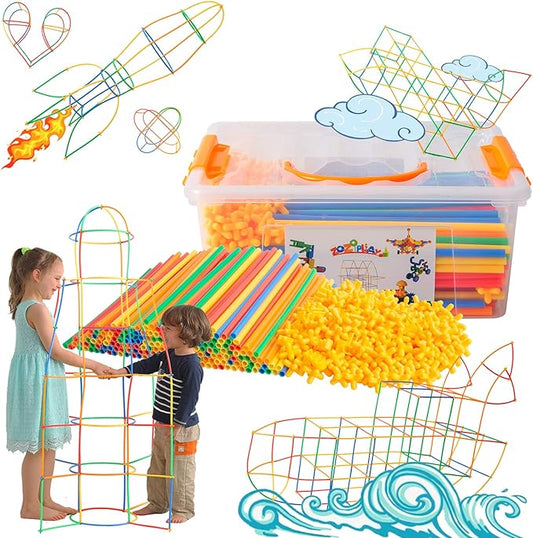 ZOZOPLAY Straw Constructor STEM Building Toys 400 Piece Straws and Connectors Building Sets Colorful Motor Skills Interlocking Plastic Engineering Toys Best Educational Toys Boy & Girl…