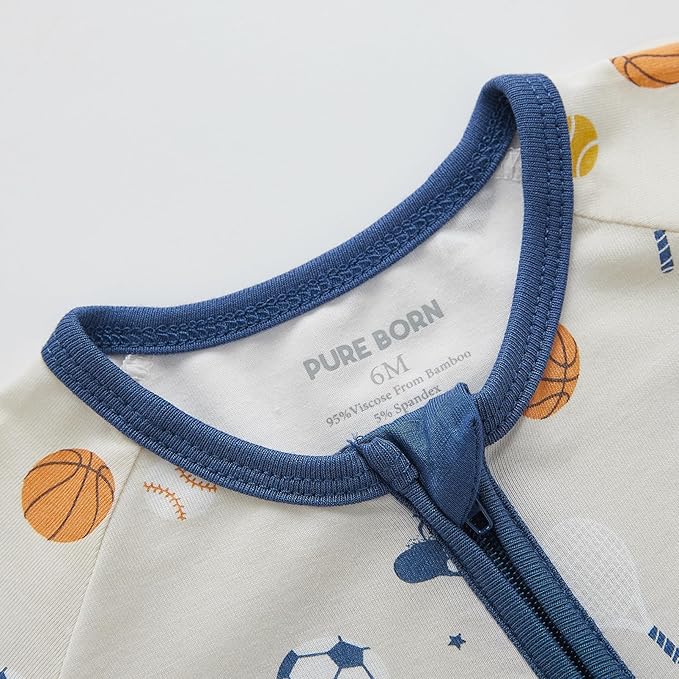pureborn Baby Boys Girls Sleeper Snug Fit Viscose from Bamboo Pajamas 0-24 Months