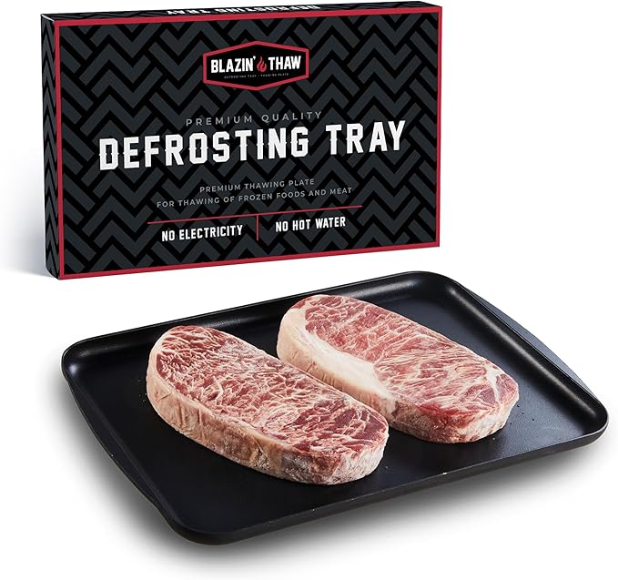 BLAZIN' THAW Defrosting Tray for Frozen Meat | Premium Edition | Aluminium Alloy Plate for Thawing Frozen Food | Natural Thawing Process | No Microwaves, No Cold/Warm Water Required |
