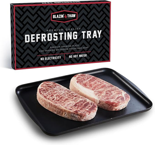 BLAZIN' THAW Defrosting Tray for Frozen Meat | Premium Edition | Aluminium Alloy Plate for Thawing Frozen Food | Natural Thawing Process | No Microwaves, No Cold/Warm Water Required |