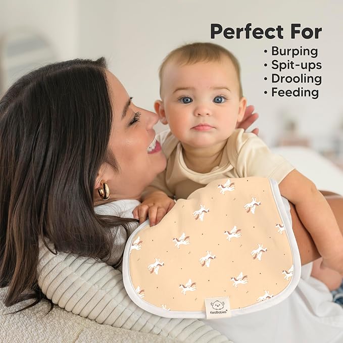 Organic Burp Cloths Baby Boy & Girl - 5-Pack Super Absorbent Cotton Burping Cloths for Babies, Soft & Plush Newborn Spit Up Rags, Infant Towels for Milk Spit Up, Unisex, Large 21" x 10" (Lunaris)