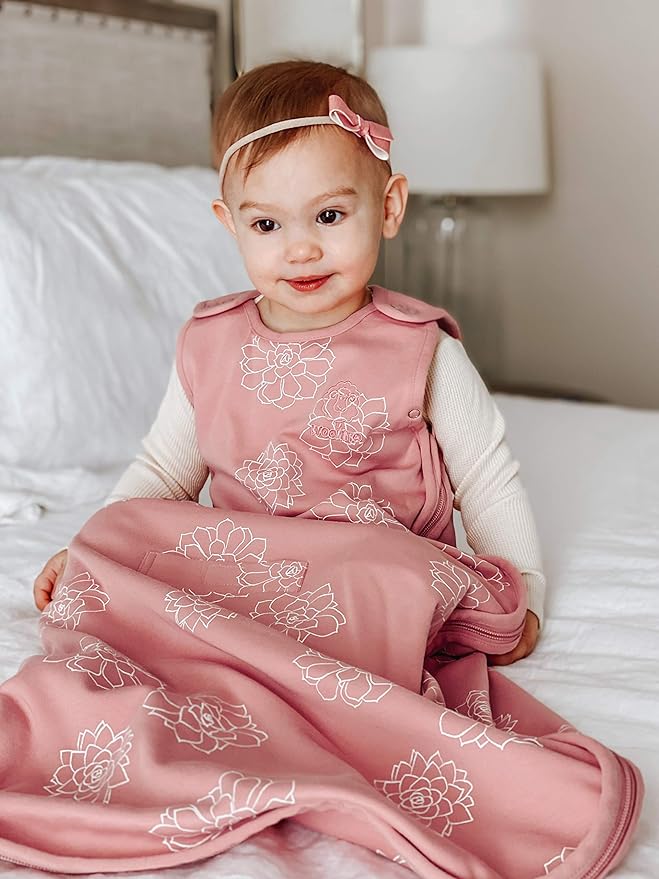 Woolino Merino Wool and Organic Cotton Ultimate Baby Sleep Sack - 4 Season Baby Wearable Blanket - Two-Way Zipper Adjustable Sleeping Bag - Universal Size (2-24 Months) - Succulent