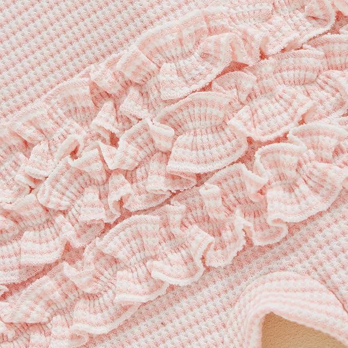 Newborn Girl Clothes Baby Girl Coming Home Outfit Zipper One-piece Outfits Ruffle Footie Bodysuit Jumpsuit Headband