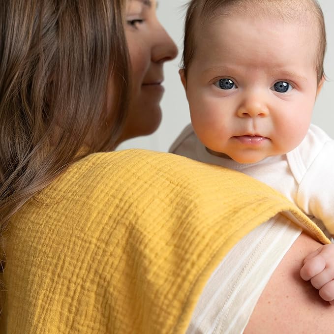 Gerber Baby Unisex Muslin Burp Cloths 5-Pack, Multi Teal Dots, Large Size 20" x 10"