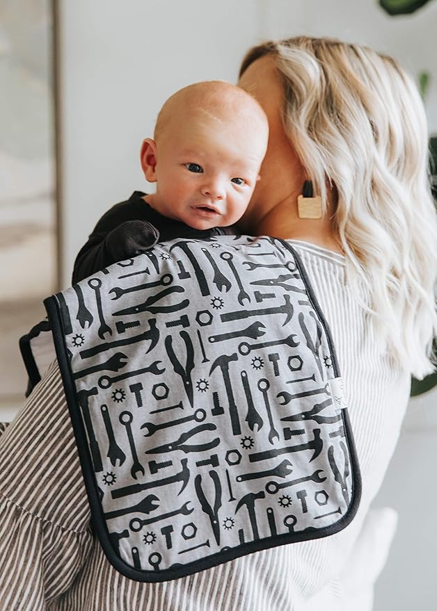 Copper Pearl Premium Baby Burp Cloths - 3-Pack Large Cotton Burp Cloths, Extra Soft Spit Up Rags with 3 Absorbent Layers, Perfect for Baby Boy Gifts (21" x 10" Size, Diesel Set)