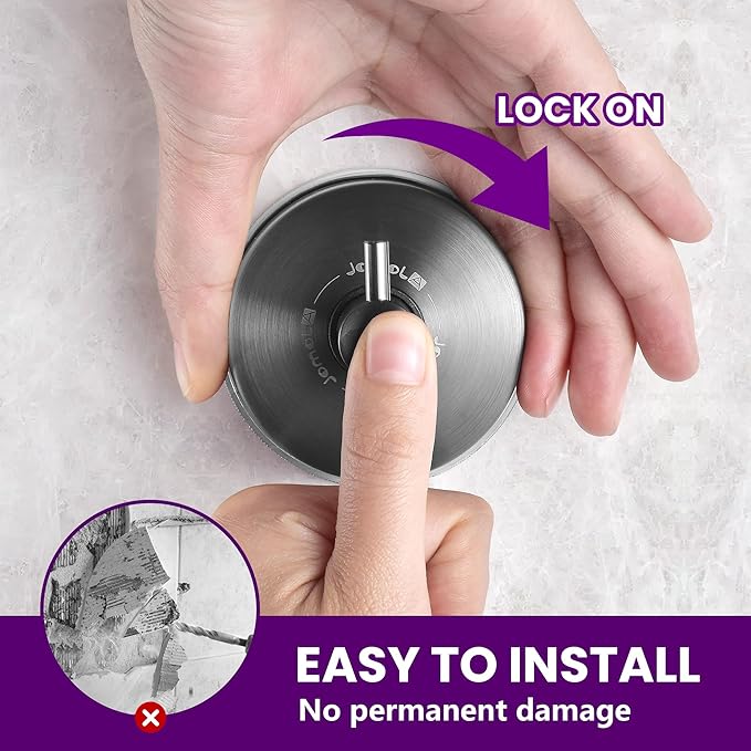 JOMOLA Suction Cup Shower Hooks for Hanging Towel Suction Hook for Inside Shower Stainless Steel Coat Hooks Wall Mounted Kitchen Utensil Stainless Steel, Brushed Black, 4PCS