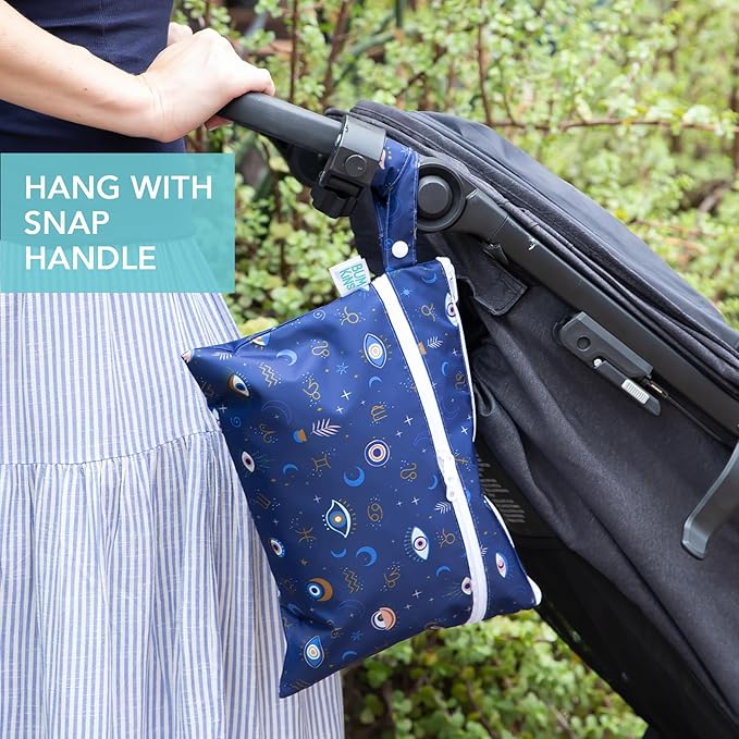 Bumkins Waterproof Wet Dry Clutch Bag for Baby, Travel, Swim Suit, Cloth Diapers, Pump Parts, Pool, Gym Clothes, Toiletry, Hook to Stroller, Pack for Daycare, Zip Bag, Packing Pouch, Evil Eye