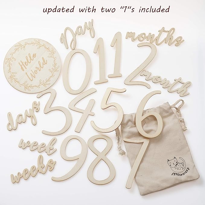 Baby Milestone Numbers|Baby Photo Props Wooden|Newborn Birth Announcement Card Wooden|