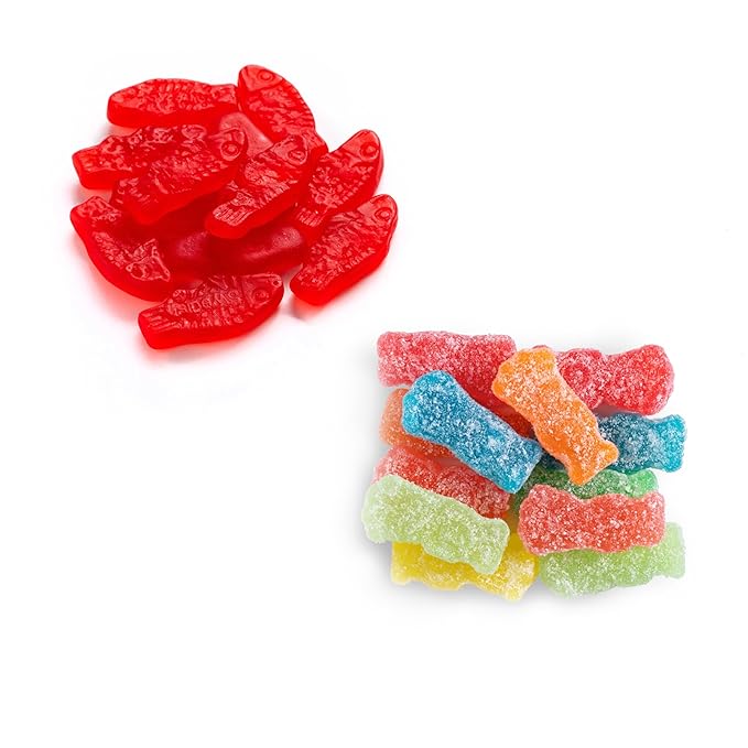 SOUR PATCH KIDS and SWEDISH FISH Mini Soft & Chewy Candy Variety Pack, Bulk Candy, 20 Snack Packs