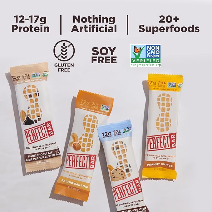 Perfect Bar, Best Sellers Variety Pack, Protein Bars, Gluten Free, Soy Free, Non GMO, No Sugar Alcohols, 2.2-2.5 Ounce Bars, 8 Count