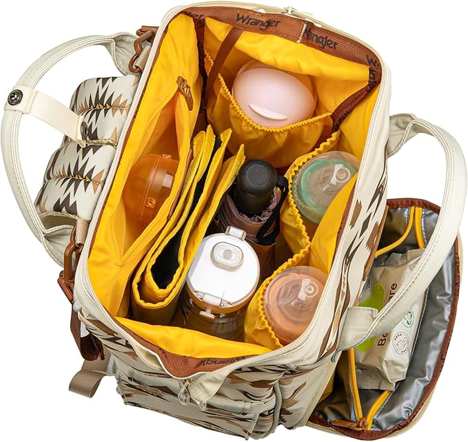Wrangler Diaper Bag Backpacks Western Backpack Purses Multi-function Baby Bags for Mom with Waterproof Changing Pad & Pacifier Case