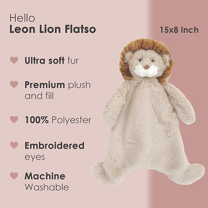 MON AMI Security Blankie for Babies Plush Stuffed Animal Security Blanket, Baby Snuggle Toy, Unisex Newborn (Leon Lion)