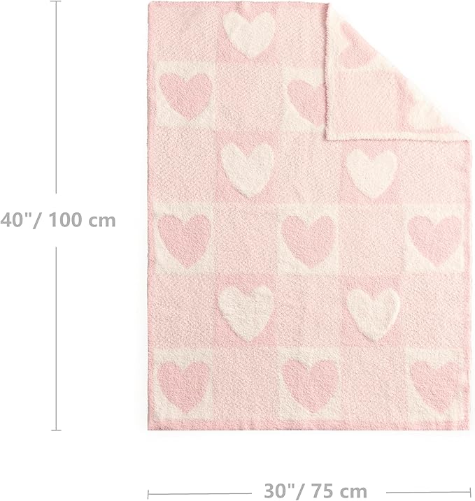 CREVENT 30"X40" Cozy Soft Warm Knitted Baby Blanket for Girls Boys, Newborn Essentials for Infant, Baby Shower Receiving Gift - Love Heart 75X100cm