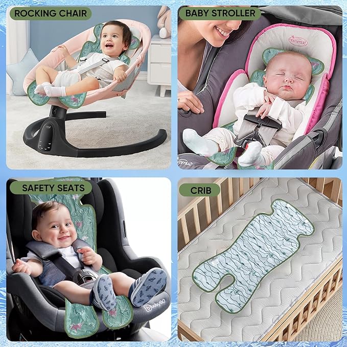 Miracle Baby Gel Car Seat Cooler Pad - Universal Double Sided Cooling Mat for Stroller, Infant Seat & Dining Chair | Summer Ice Cushion | Baby Safety Seat Liner | 1-Pack