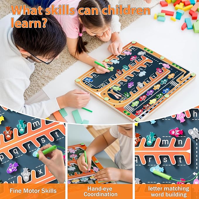 Magnetic Alphabet Maze,Montessori Magnetic Maze Board (Airplane)