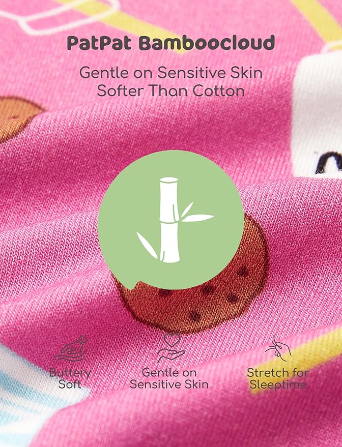 PATPAT Bamboo Viscose Pajama Sets for Toddler Boys & Girls Baby Kids, Ultra-soft Snug fit Pjs Sleepers for Birthday Holiday