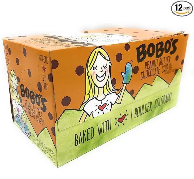 BOBOS OAT BARS Peanut Butter Chocolate Chip Oat Bar 3 Oz (Pack of 12)