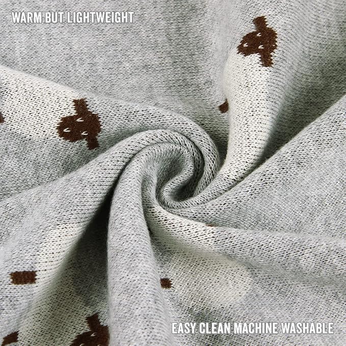 Knit Baby Swaddle Blanket - 100% Cotton Soft Cozy Lightweight Unisex Receiving Swaddling Stroller Quilt Blanket for Shower Gift Registry for Newborns Infants & Toddlers (Sheep - Grey)