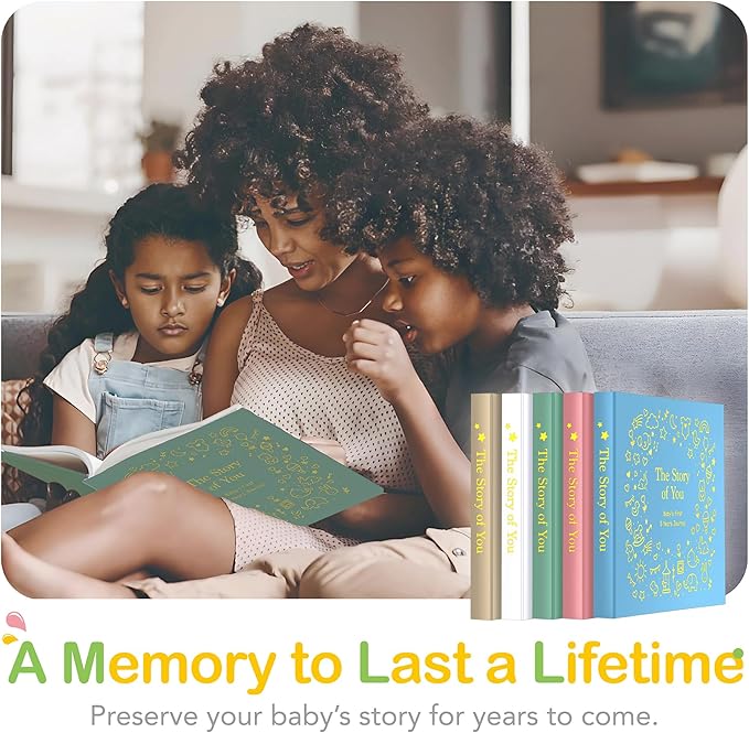 Baby Memory Book First 5 Year Boy or Girl Keepsake Journal Photo Albums Scrapbook, Gifts for Baby Shower First Time Mom New Parents (Toy - Sage Green)