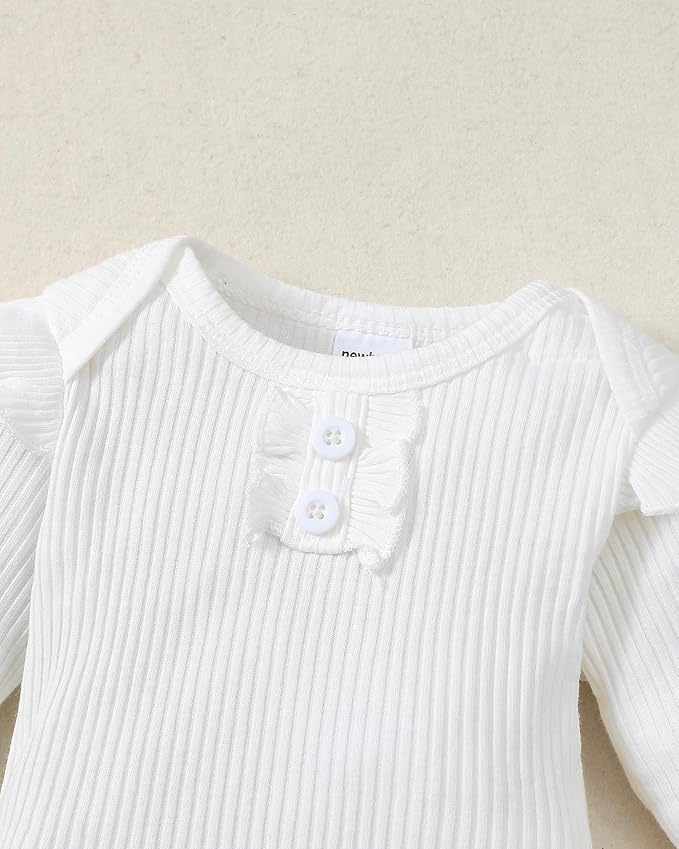 Renotemy Newborn Baby Girl Clothes Outfits Infant Romper Ruffle Floral Pants Cute Toddler Baby Girl Clothes Set