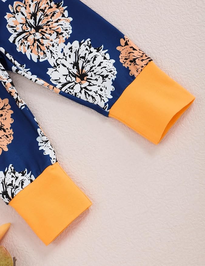 oklady Toddler Baby Girl Clothes Solid Color Ruffle Tops Floral Pants with Headband Fall Winter Cute Girl Outfits