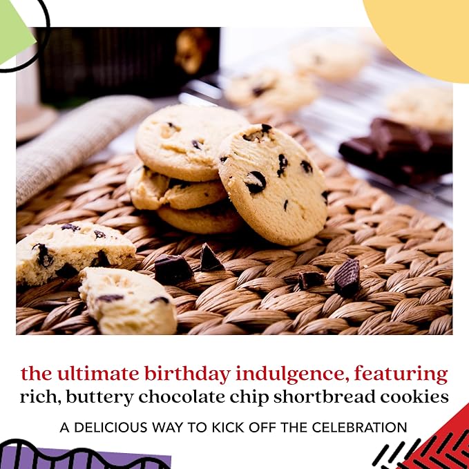 David’s Cookies Happy Birthday Shortbread Cookies Gift Tin – Original and Chocolate Chip Shortbread in Sweet Sampler – Gourmet Dessert Bakery Gift for Birthday Party Celebrations and Special Occasions
