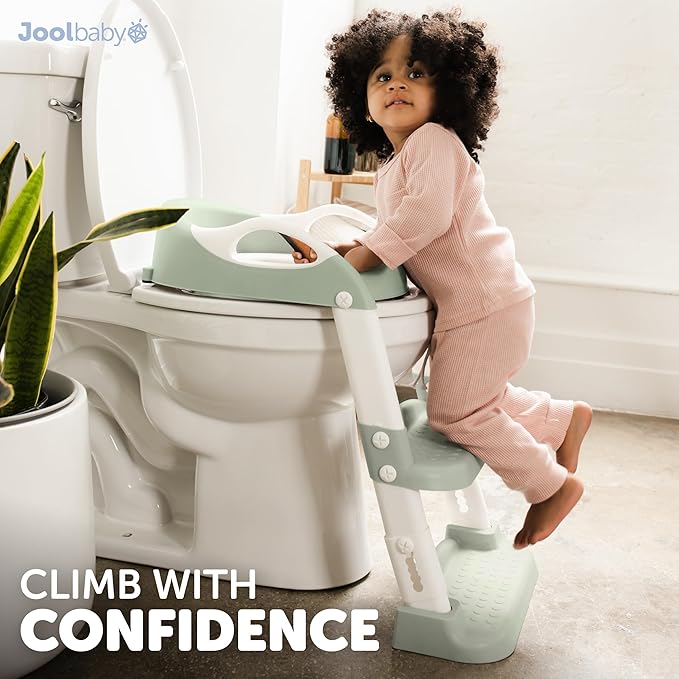 Jool Baby Potty Training Seat with 2 Step Ladder for Toddlers - Splash Guard, Adjustable Height (Sage)