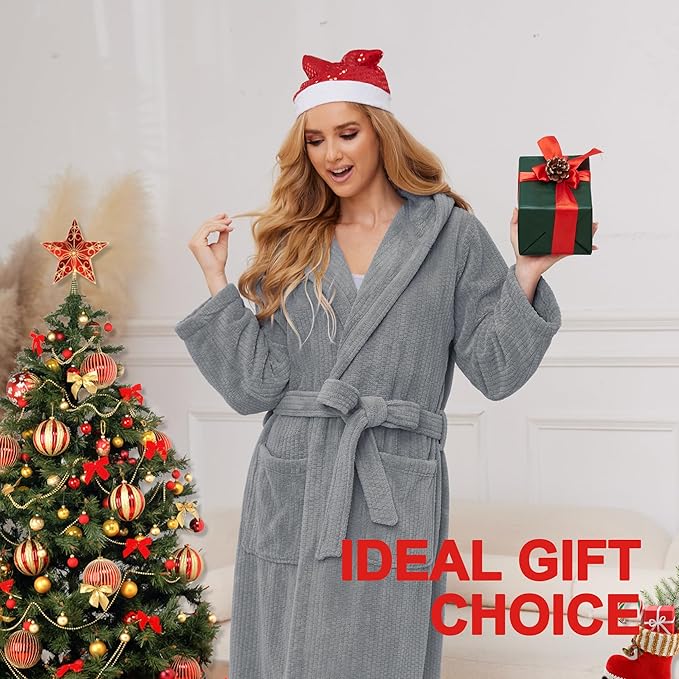 Hooded Bathrobes for Women, Soft Long Towel Robes for Women - Quick Dry yet Warm
