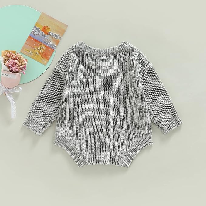 FYBITBO Baby Girl Boy Sweater Knit Oversized Pullover Sweatshirt Romper Onesie Warm Fall Winter Clothes Outfit Newborn