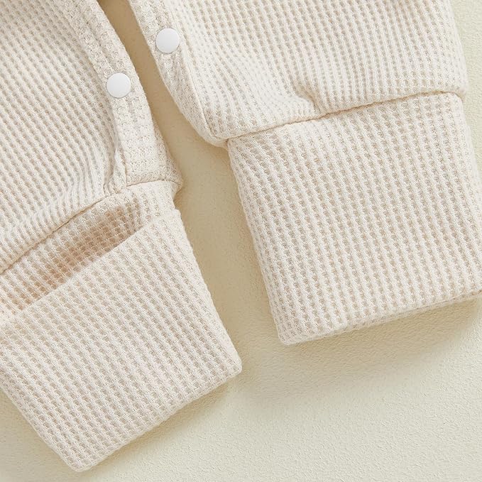 Newborn Baby Girls Rompers Knit Round Neck Long Sleeve Infant Fall Jumpsuits with Headband Coming Home Outfit