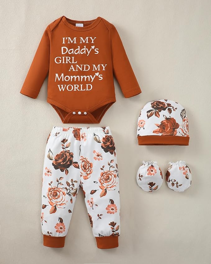 NZRVAWS Newborn Baby Boy Girl Clothes Unisex Infant Romper Pants Set Hat 4-Pack Outfits 0-12 Months 16 Pieces Toddler