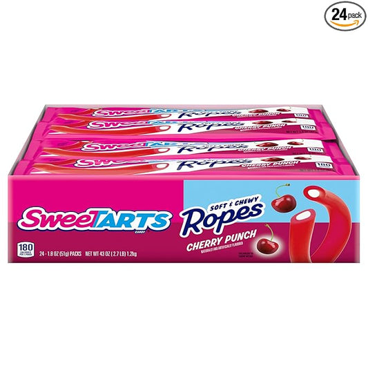 SweeTARTS Soft and Chewy Ropes, Cherry Punch Flavor, 1.8 Ounce Pouches (Pack of 24)