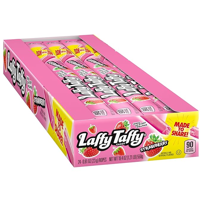Laffy Taffy Rope Candy, Strawberry Flavor, 0.81 Ounce Ropes (Pack of 24)