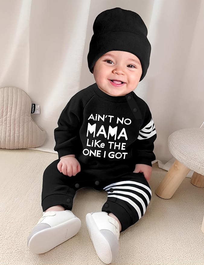 Baby Boy Clothes Infant Mamas Print Romper Stripe Sleeve Outfits Fall Winter Baby Clothing Jumpsuit
