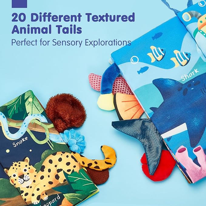 hahaland Baby Toys 0-6 Months - Crinkle Books for Babies 2-Pack, Soft Cloth Sensory Touch Feel Baby Book 6-12 Months, Infant Tummy Time Toys 3 Month Newborn Baby Boys Gifts Christmas Stocking Stuffers