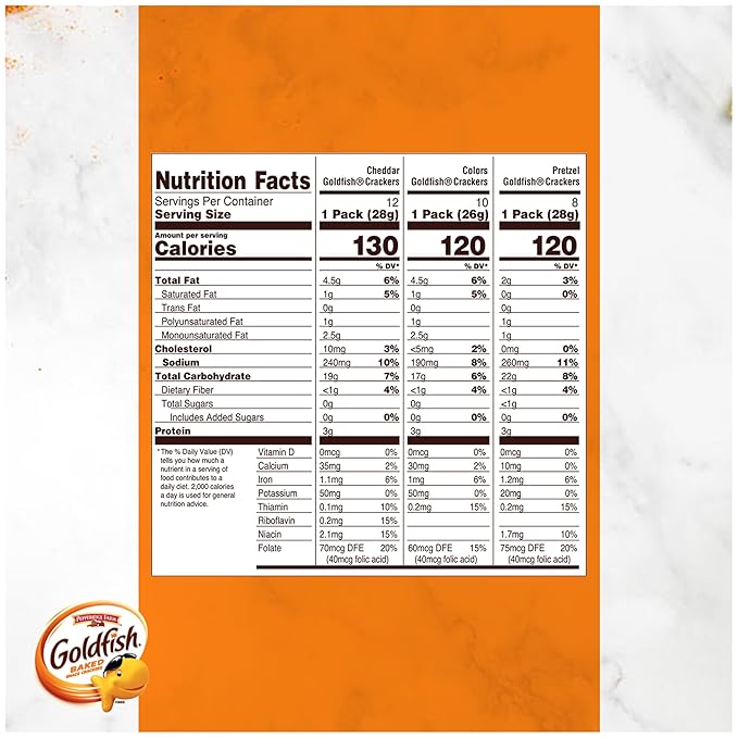 Goldfish Crackers Big Smiles Variety Pack with Cheddar, Colors, and Pretzels, Snack Packs, 30 Ct