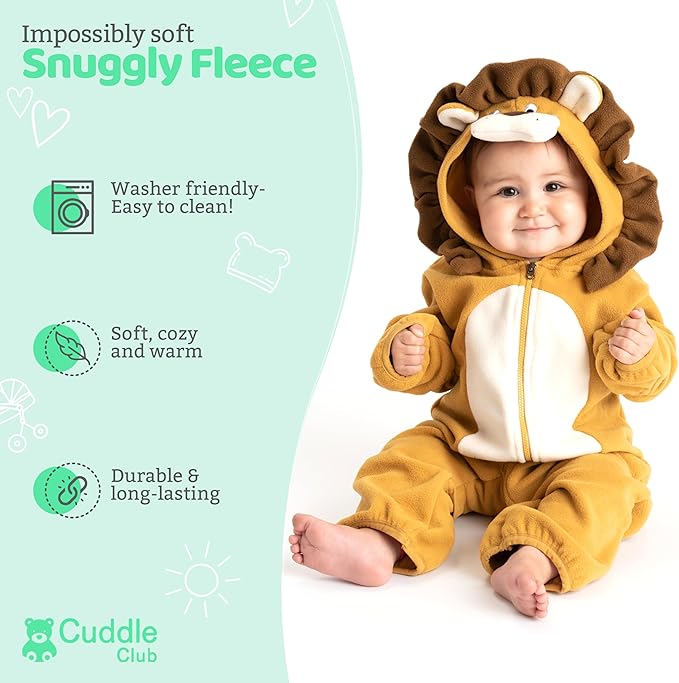 Cuddle Club Fleece Baby Bunting Bodysuit with Hood, Convertible Mittens & Booties, Car Seat Friendly, Soft & Warm, Easy Zip