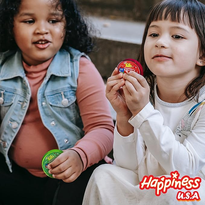 Happiness USA YoYo FIlled with Strawberry Hard Candy Pack of 12 | Novelty Toy & Individually Wrapped Candy Variety Pack | No Artificial Color or Flavor Prizes for Kids | Kosher Birthday Party Favors