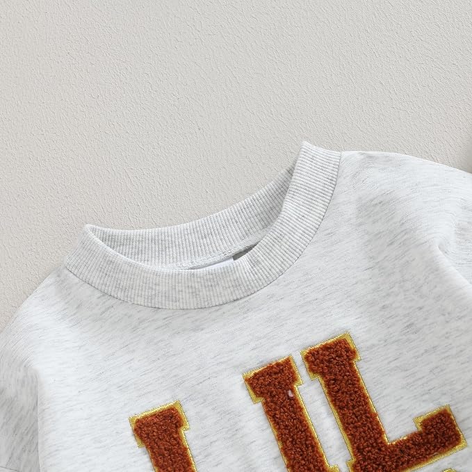 VISGOGO Infant Baby Boy Girls Big Lil Bro Big Lil Sis Matching Set Sweatshirt Romper Embroidery Sweater Toddler Clothes