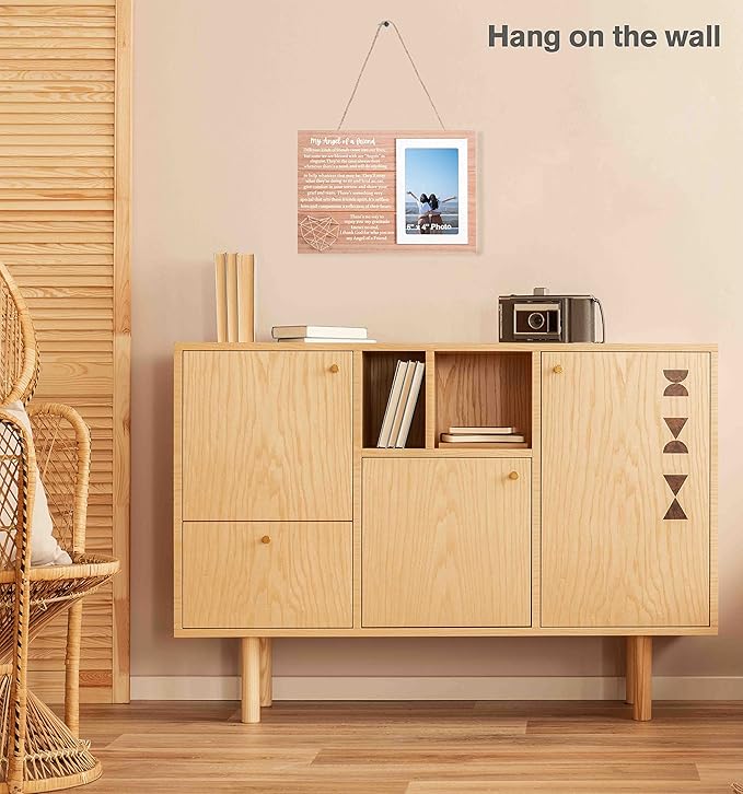 Best Friend Poem Frame -Angel Friendship Poem Sign-Best Friend Birthday Thanksgiving Christmas Gift for Best Friends-Wooden Picture Frame Photo Frame