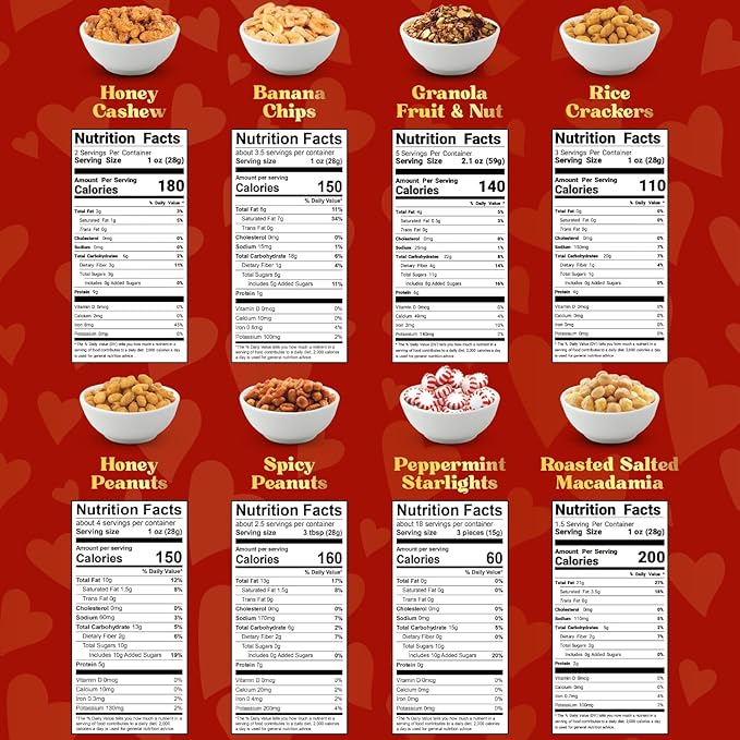 Nuts gift Basket Tower, Heart Design 6 Tier Food Baskets for Men and Women.