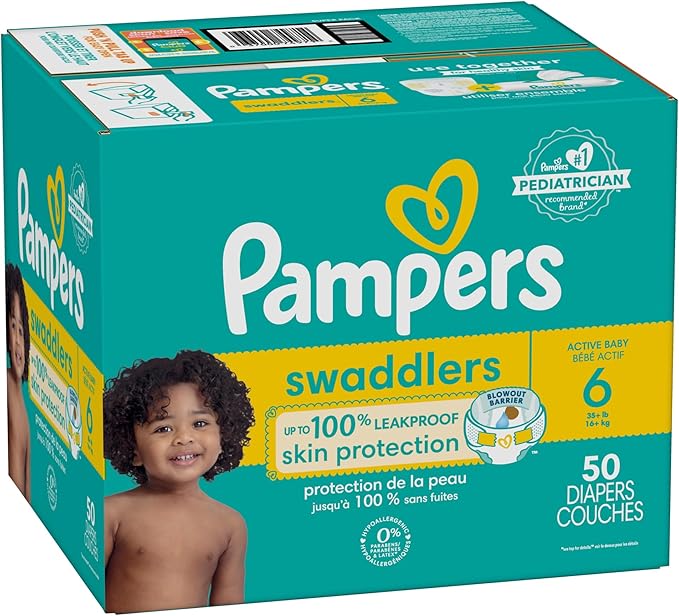 Pampers Baby Diapers - Swaddlers - Size 6, 50 Count, Ultra Absorbent Disposable Infant Diaper