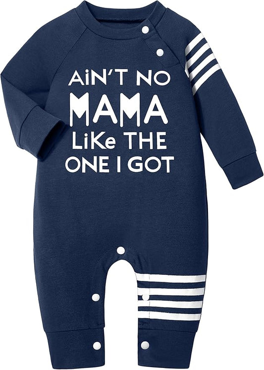 Baby Boy Clothes Infant Mamas Print Romper Stripe Sleeve Outfits Fall Winter Baby Clothing Jumpsuit