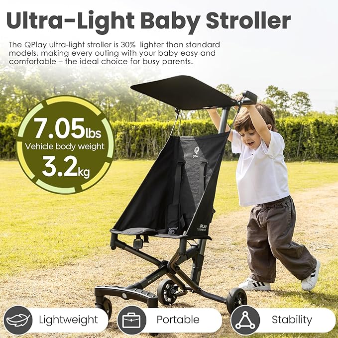 Ultra Lightweight Travel Stroller for Baby Aged 6-36 Months, Small Compact Folding Stroller with Backpack & Sun Visor for Kids Ages 1 to 3 Years Old - Fits Airplane Easy Carry and Storage