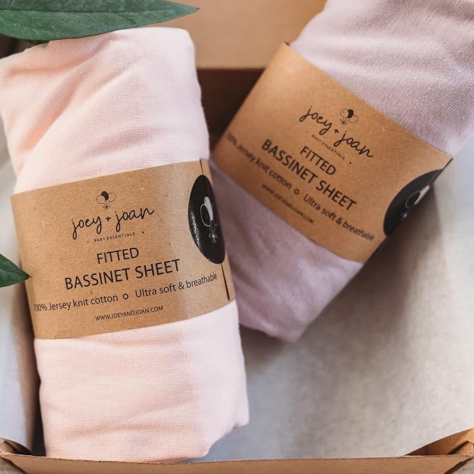 Bassinet Fitted Sheets for Chicco LullaGo Nest Portable Bassinet, Close to You 3-in-1 and Next2Me Bedside Bassinet – Snuggly Soft 100% Cotton – Pale Pink + Lilac – 2 Pack – Not for Lullago Anywhere