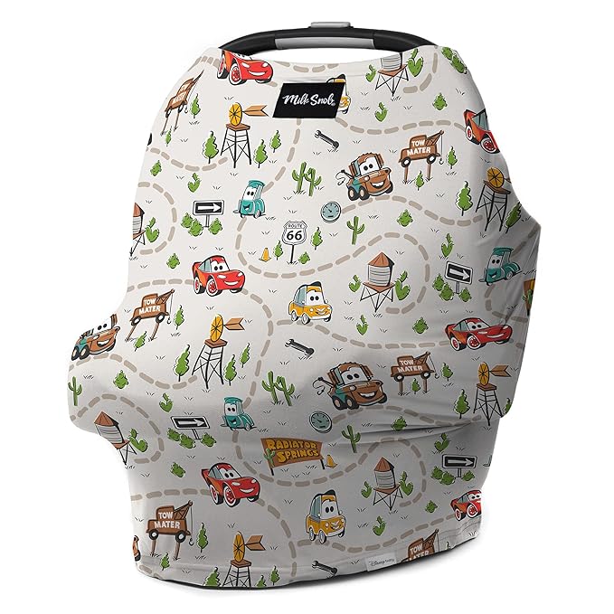 Milk Snob Original Disney 5-in-1 Baby Cover, Breastfeeding, Car Seat, Carrier, Stroller, High Chair, Shopping Cart, Canopy, Baby Shower Gender Neutral Gifts, Nursing Top (Pixar Cars)