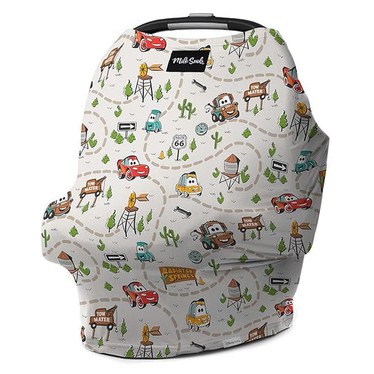 Milk Snob Original Disney 5-in-1 Baby Cover, Breastfeeding, Car Seat, Carrier, Stroller, High Chair, Shopping Cart, Canopy, Baby Shower Gender Neutral Gifts, Nursing Top (Pixar Cars)